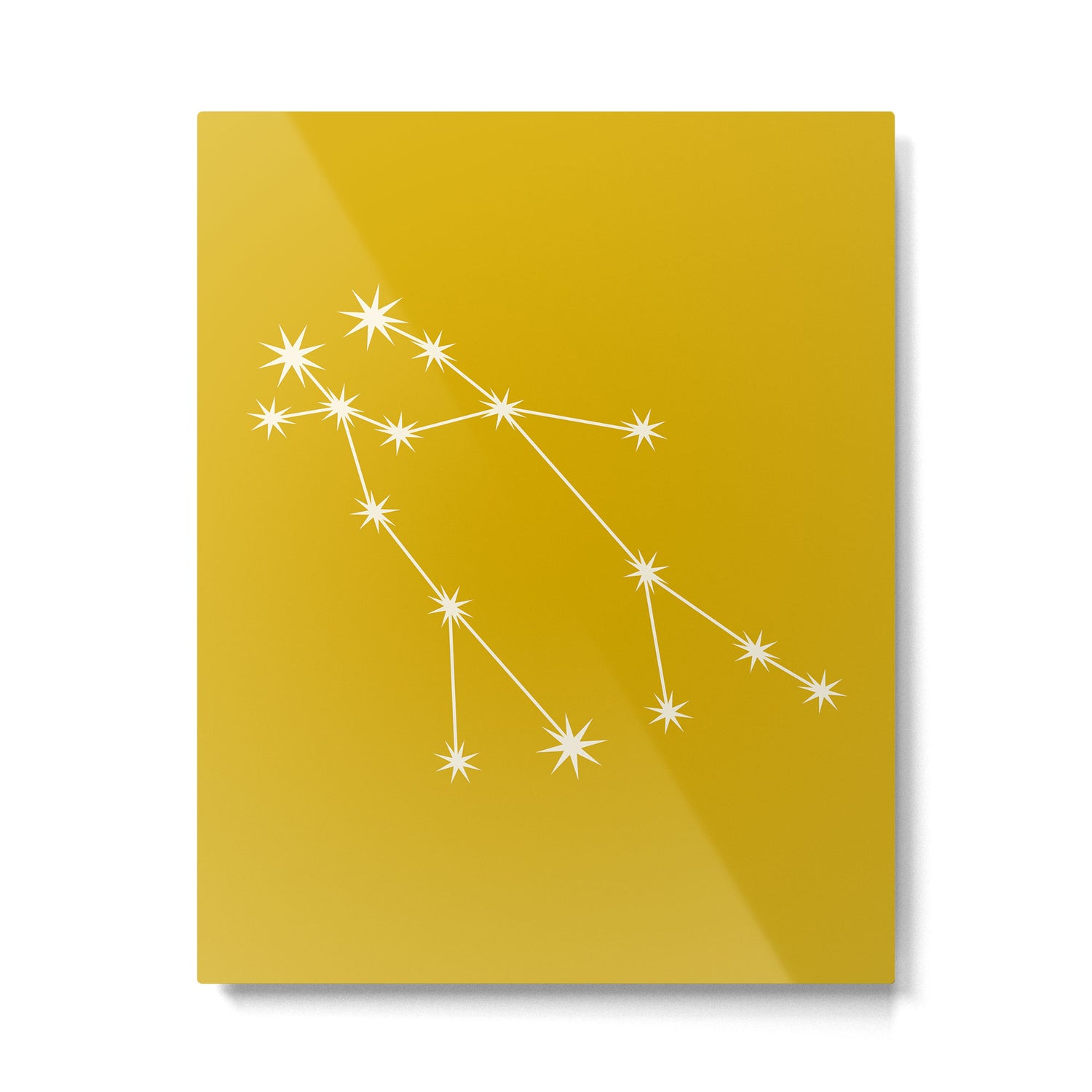 Gemini Zodiac Star Constellation Line Art Golden Yellow Metal Print Gallery Image 6