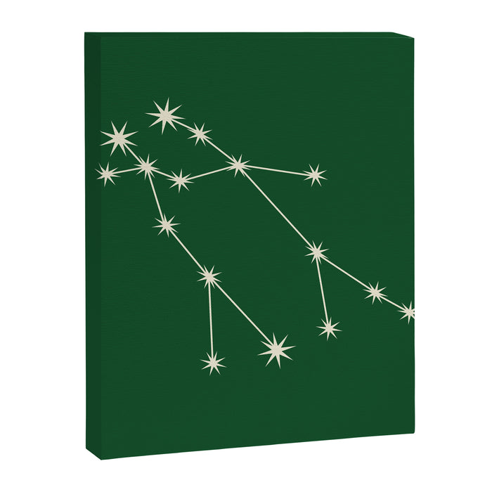 Gemini Zodiac Star Constellation Line Art Green Canvas Print Gallery Image 1