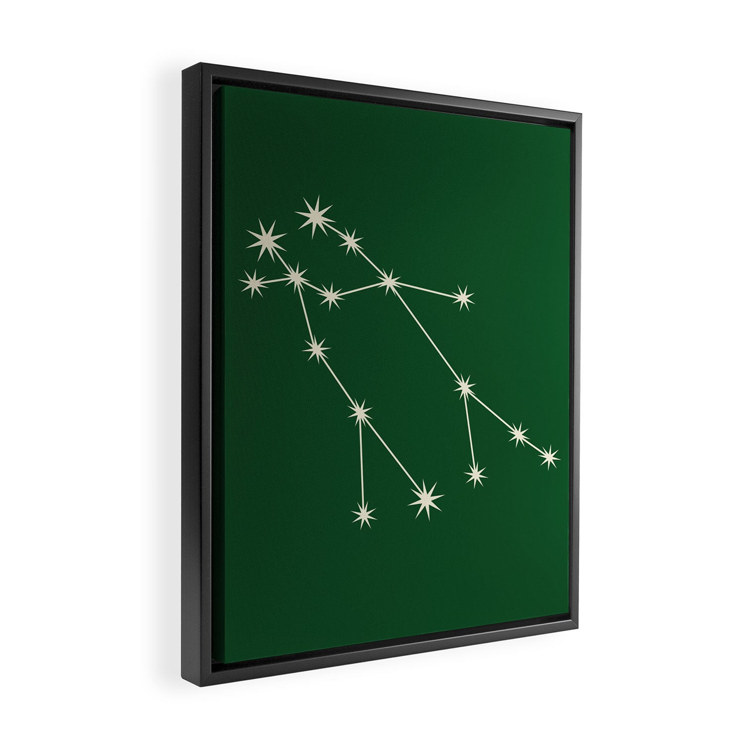 Gemini Zodiac Star Constellation Line Art Green Framed Canvas Print Gallery Image 2