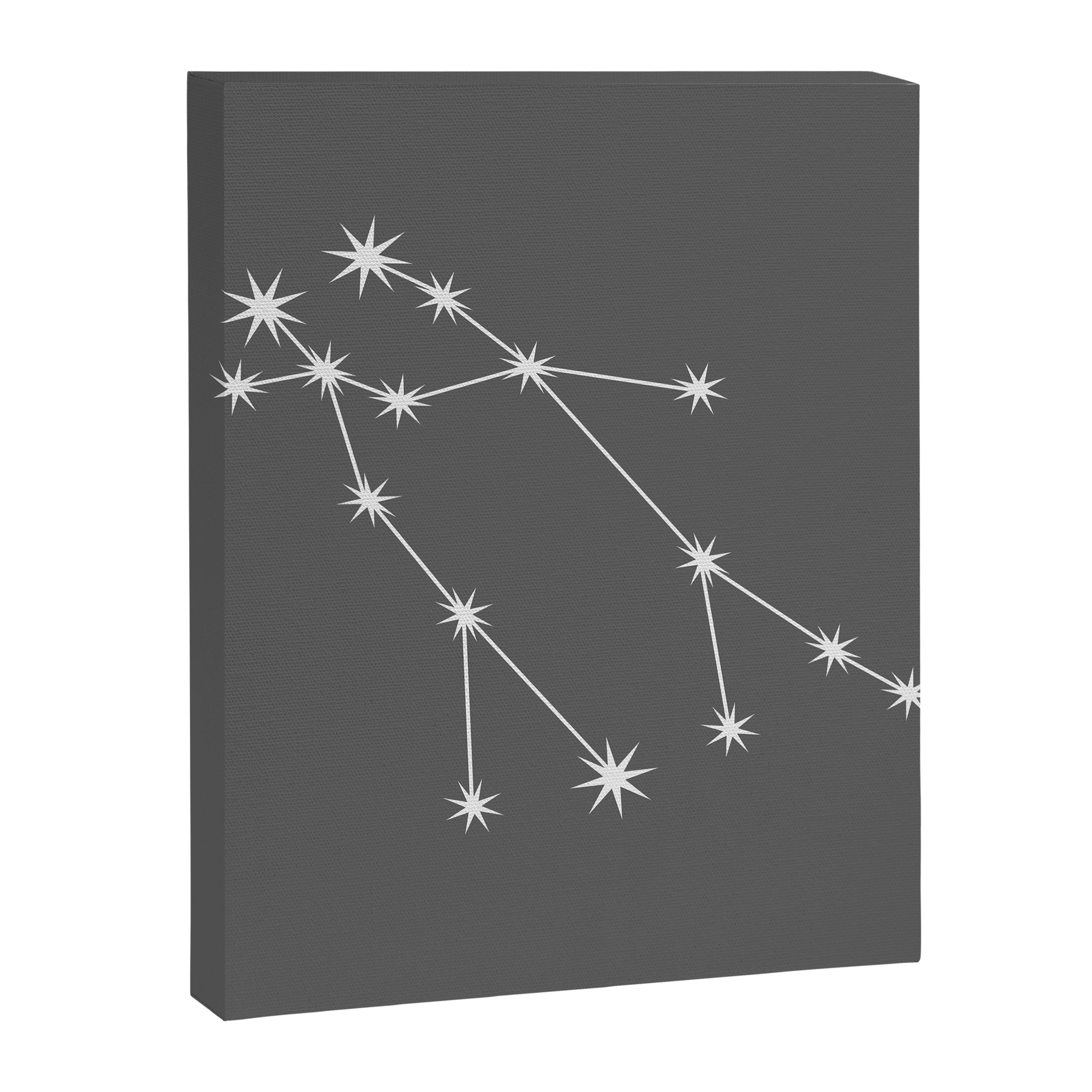 Gemini Zodiac Star Constellation Line Art Grey Canvas Print Gallery Image 8