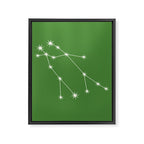 Gemini Zodiac Star Constellation Line Art Kelly Green Framed Canvas Print Gallery Image 8