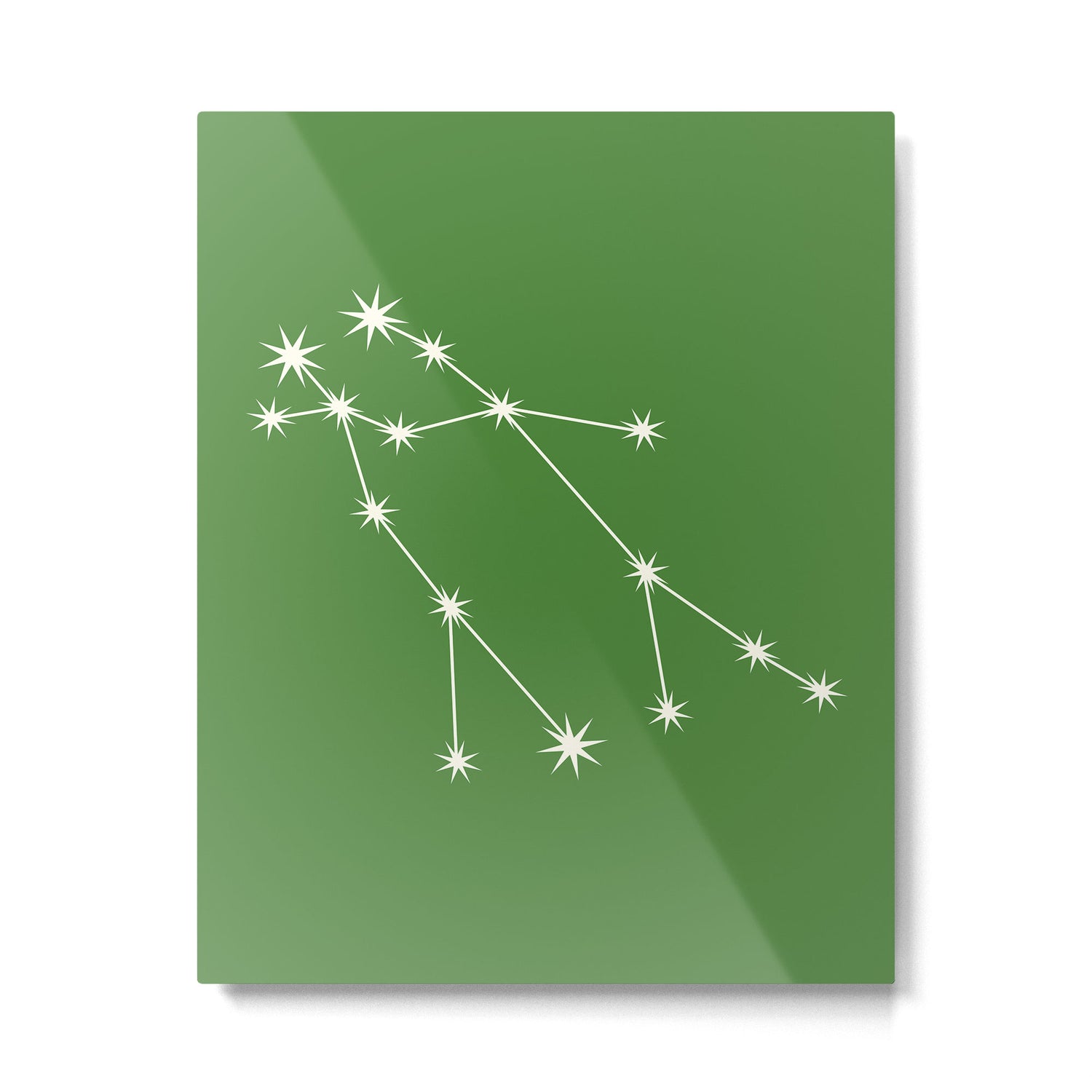 Gemini Zodiac Star Constellation Line Art Kelly Green Metal Print Gallery Image 6