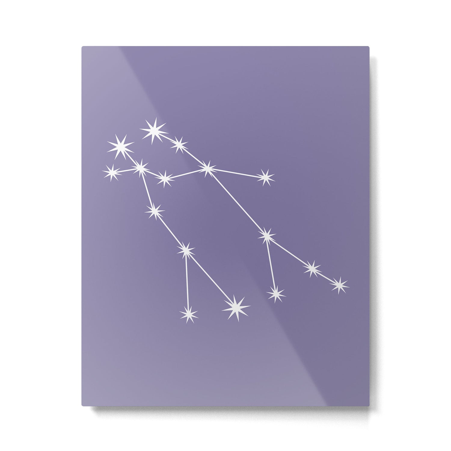 Gemini Zodiac Star Constellation Line Art Lavender Purple Metal Print Gallery Image 6