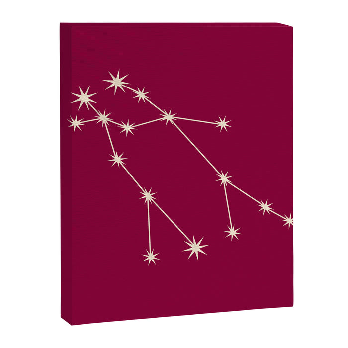 Gemini Zodiac Star Constellation Line Art Magenta Pink Canvas Print Gallery Image 1