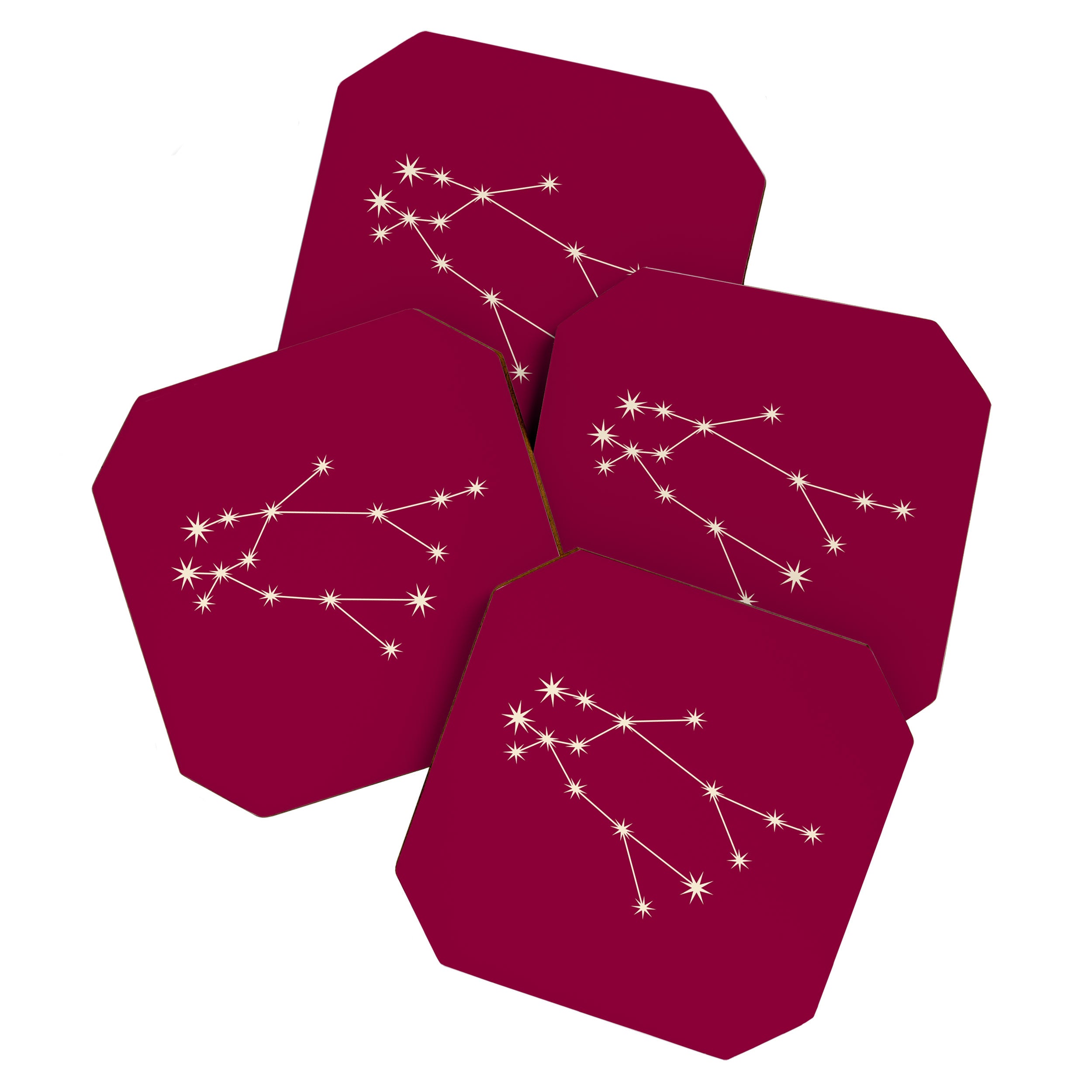 Gemini Zodiac Star Constellation Line Art Magenta Pink Coaster Gallery Image 1