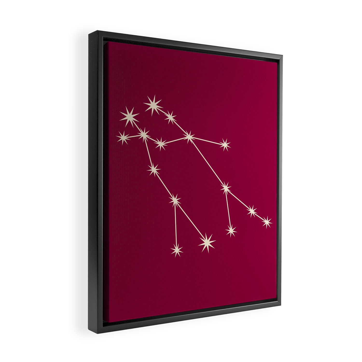 Gemini Zodiac Star Constellation Line Art Magenta Pink Framed Canvas Print Gallery Image 2
