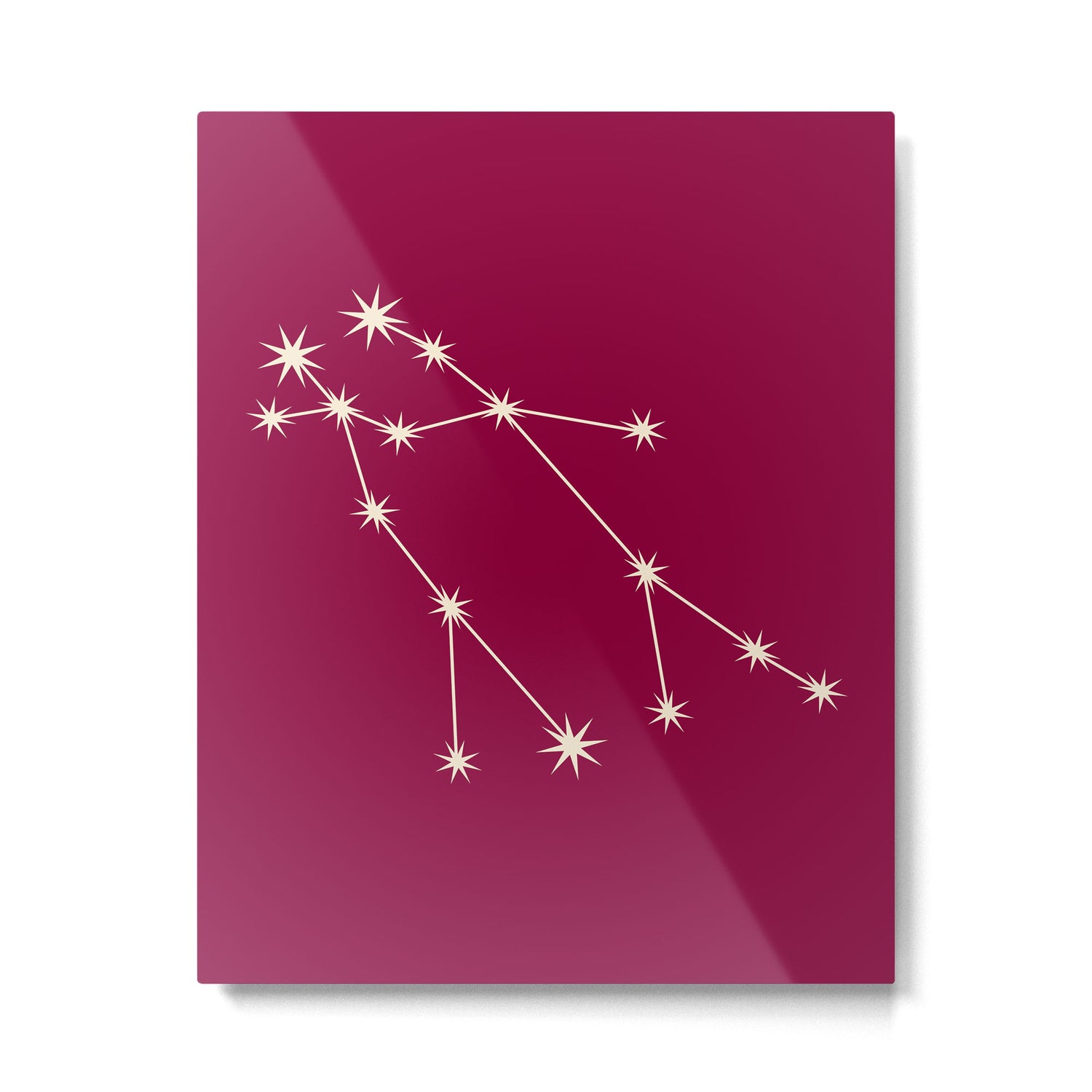 Gemini Zodiac Star Constellation Line Art Magenta Pink Metal Print Gallery Image 6