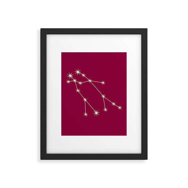 Gemini Zodiac Star Constellation Line Art Magenta Pink Framed Art Print Gallery Image 6