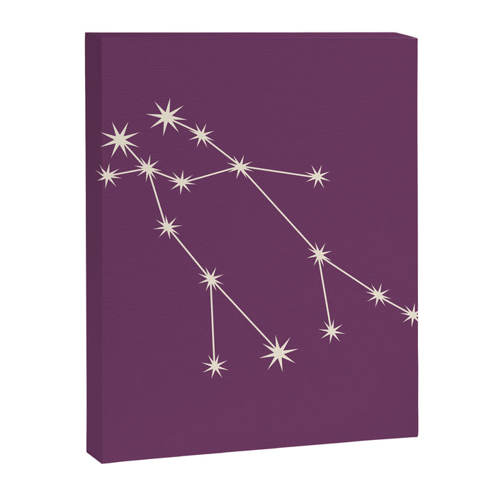 Gemini Zodiac Star Constellation Line Art Mauve Purple Canvas Print Gallery Image 1