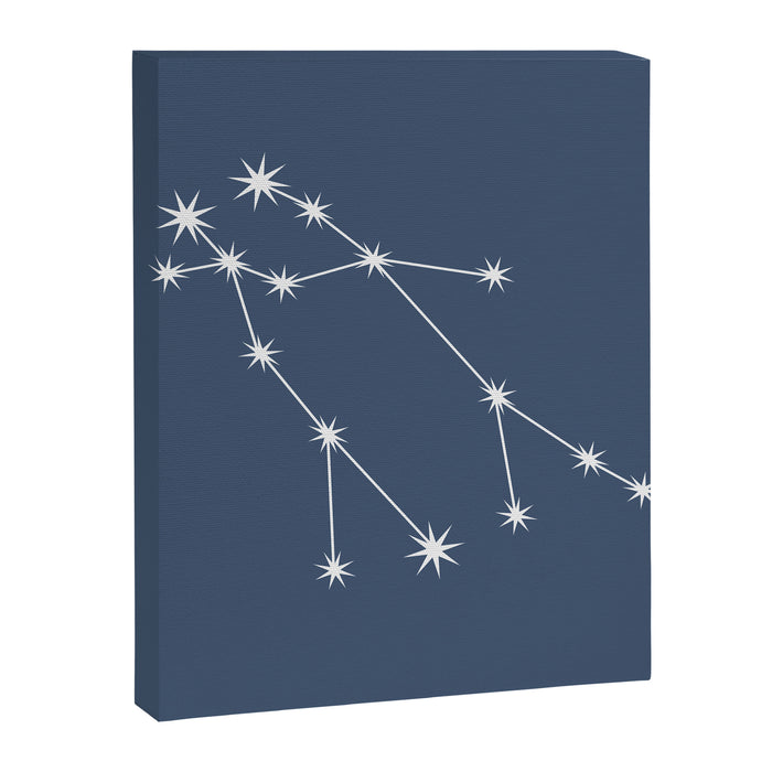 Gemini Zodiac Star Constellation Line Art Neutral Blue Canvas Print Gallery Image 1