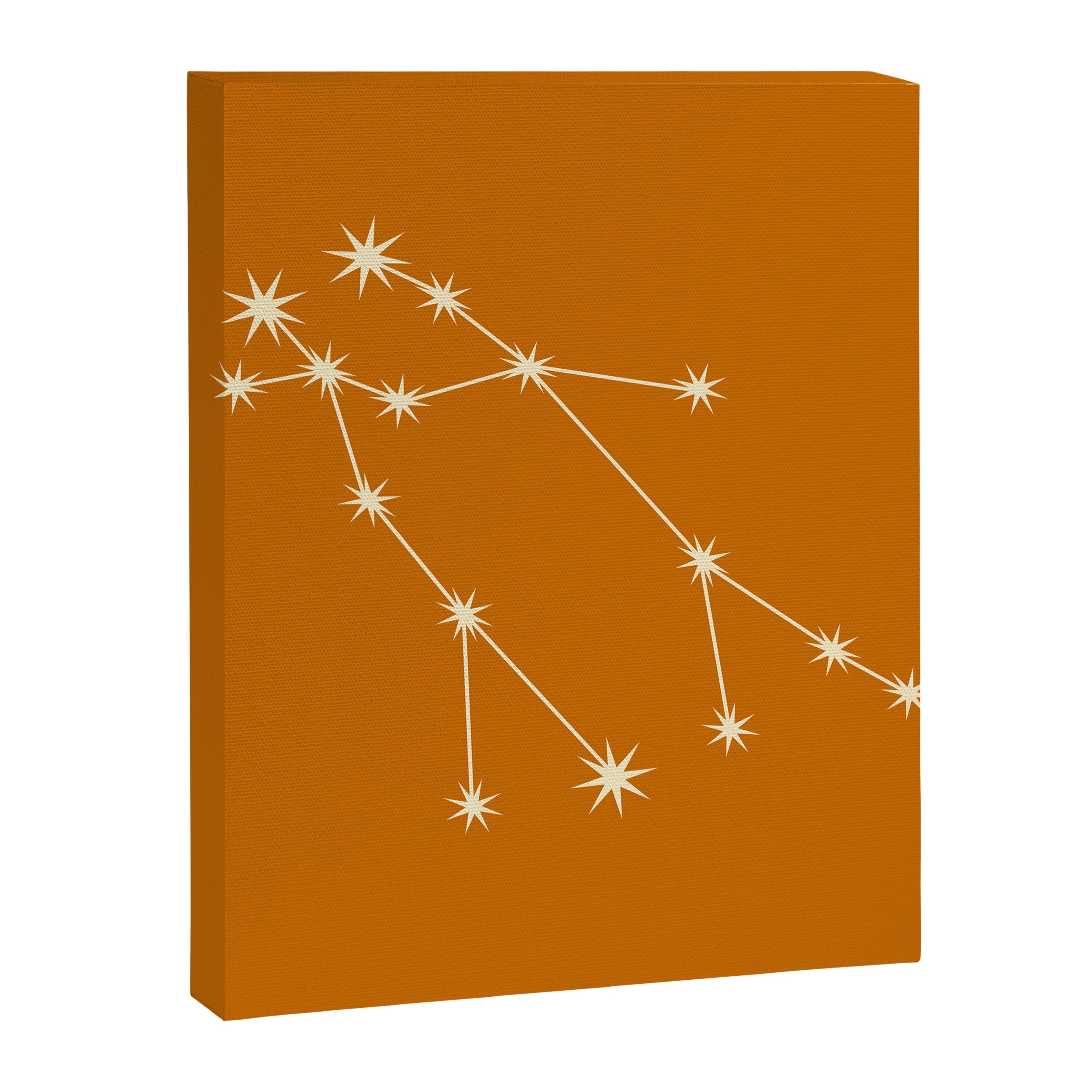 Gemini Zodiac Star Constellation Line Art Orange Canvas Print Gallery Image 8