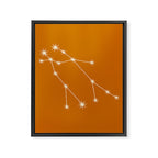 Gemini Zodiac Star Constellation Line Art Orange Framed Canvas Print Gallery Image 8