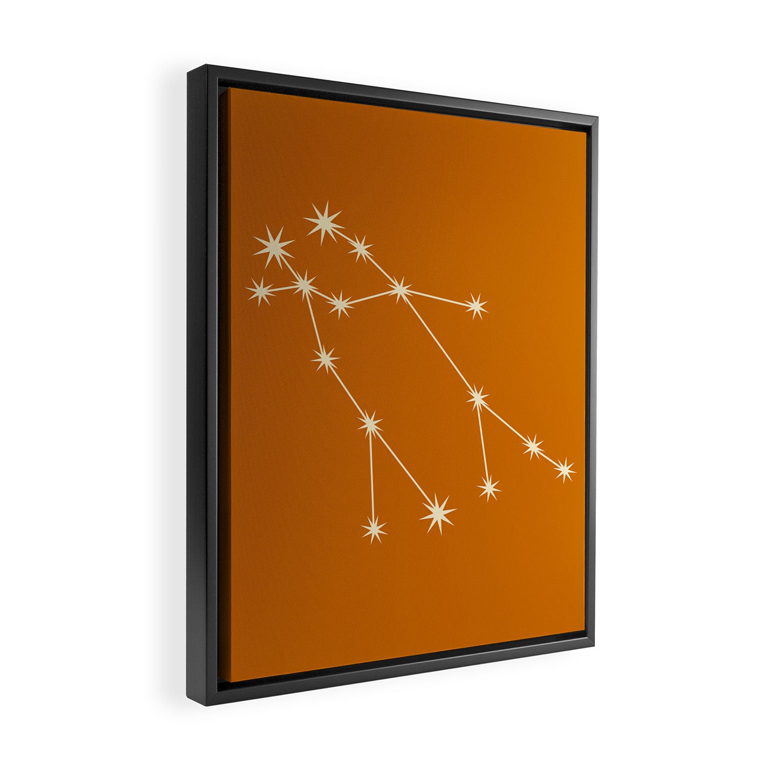 Gemini Zodiac Star Constellation Line Art Orange Framed Canvas Print Gallery Image 2