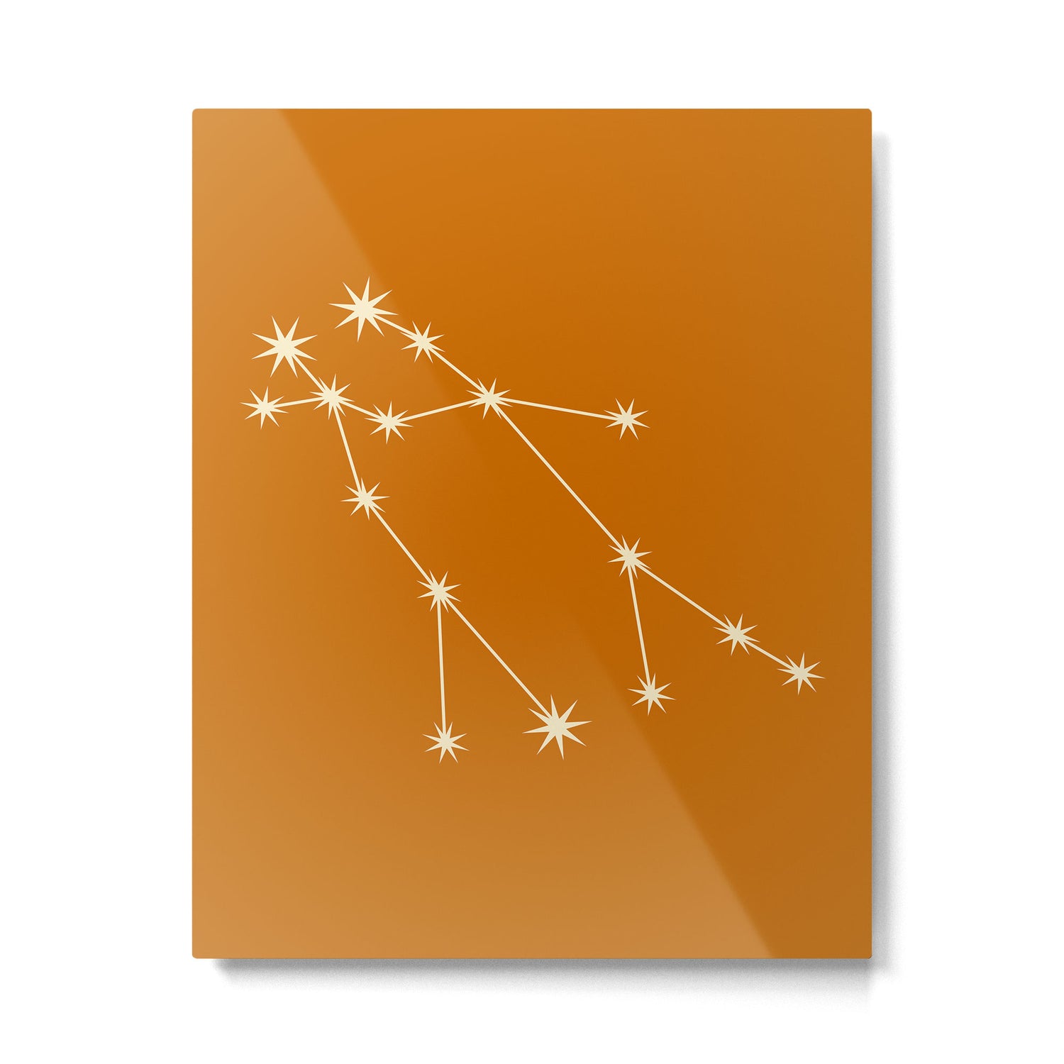 Gemini Zodiac Star Constellation Line Art Orange Metal Print Gallery Image 6