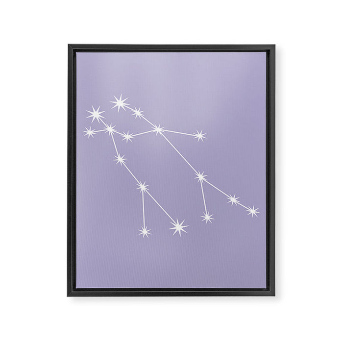 Gemini Zodiac Star Constellation Line Art Pastel Lavender Framed Canvas Print Gallery Image 1