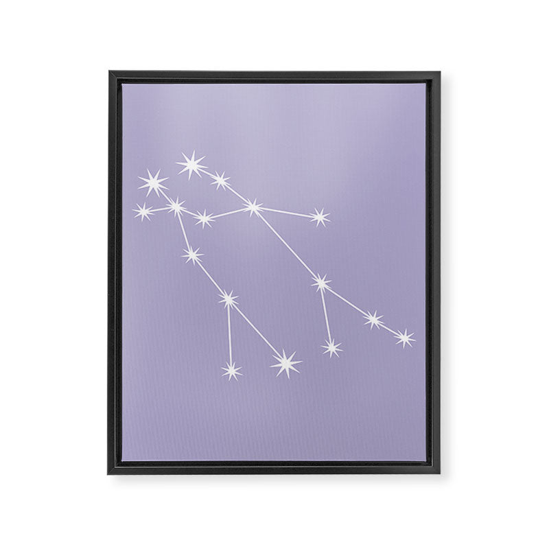 Gemini Zodiac Star Constellation Line Art Pastel Lavender Framed Canvas Print Gallery Image 8