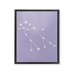 Gemini Zodiac Star Constellation Line Art Pastel Lavender Framed Canvas Print Gallery Image 8