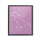 Gemini Zodiac Star Constellation Line Art Pastel Lilac Framed Canvas Print Gallery Image 8