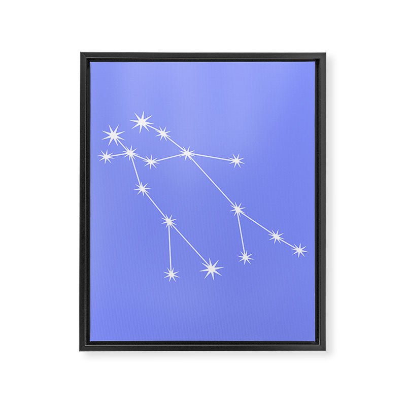 Gemini Zodiac Star Constellation Line Art Pastel Purple Framed Canvas Print Gallery Image 8