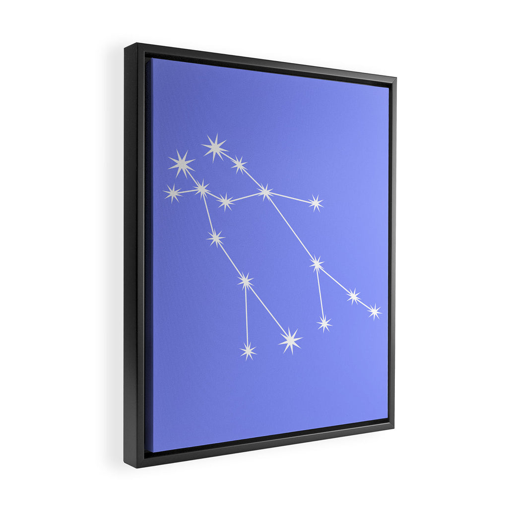 Gemini Zodiac Star Constellation Line Art Pastel Purple Framed Canvas Print Gallery Image 2