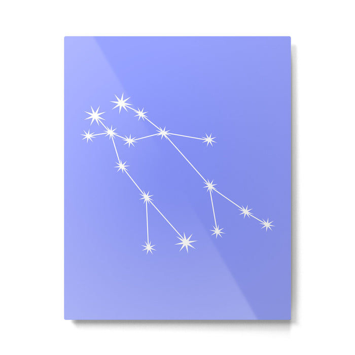 Gemini Zodiac Star Constellation Line Art Pastel Purple Metal Print Gallery Image 1