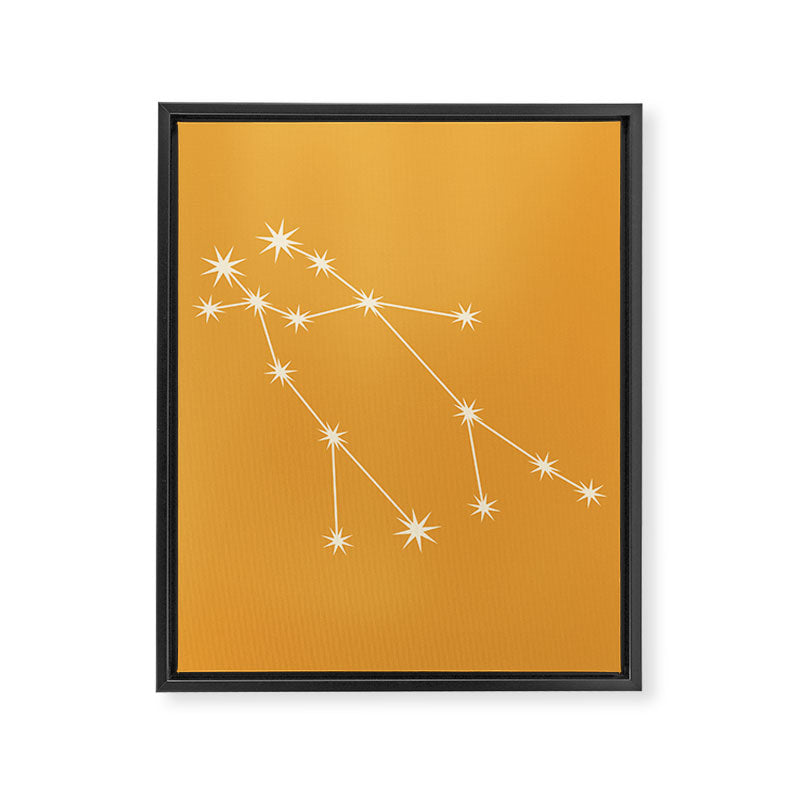 Gemini Zodiac Star Constellation Line Art Peach Orange Framed Canvas Print Gallery Image 8