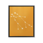 Gemini Zodiac Star Constellation Line Art Peach Orange Framed Canvas Print Gallery Image 8