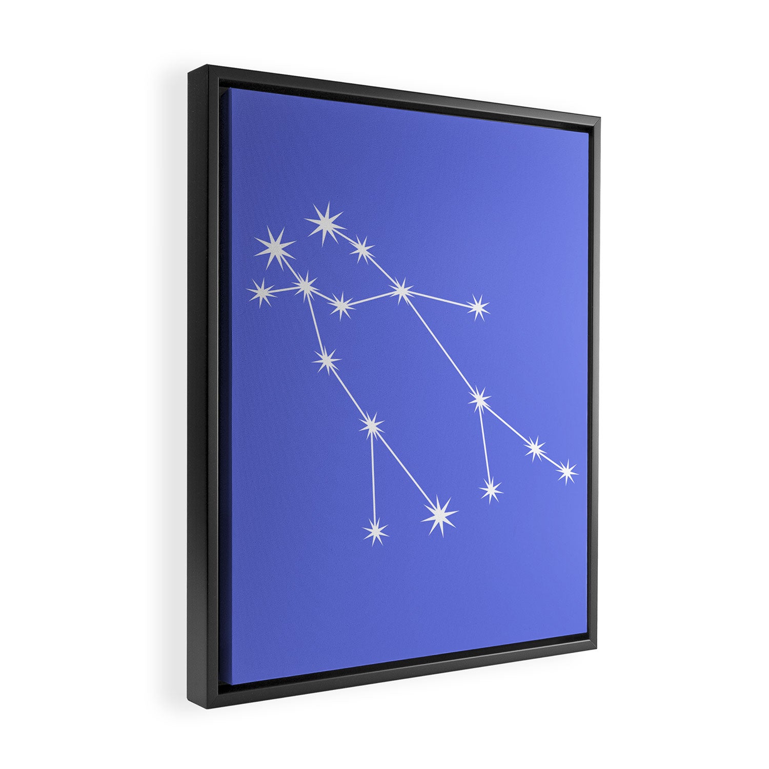 Gemini Zodiac Star Constellation Line Art Periwinkle Purple Framed Canvas Print Gallery Image 2