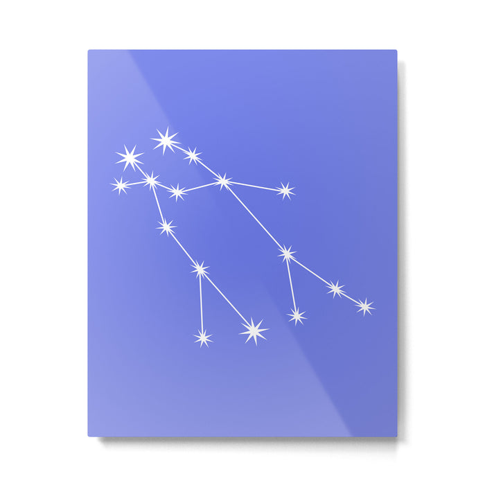 Gemini Zodiac Star Constellation Line Art Periwinkle Purple Metal Print Gallery Image 1