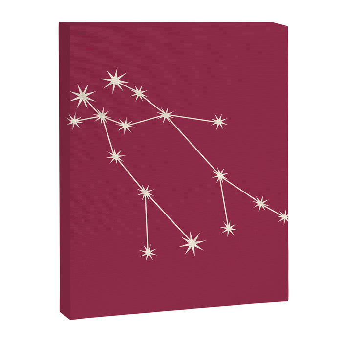 Gemini Zodiac Star Constellation Line Art Pink Canvas Print Gallery Image 1
