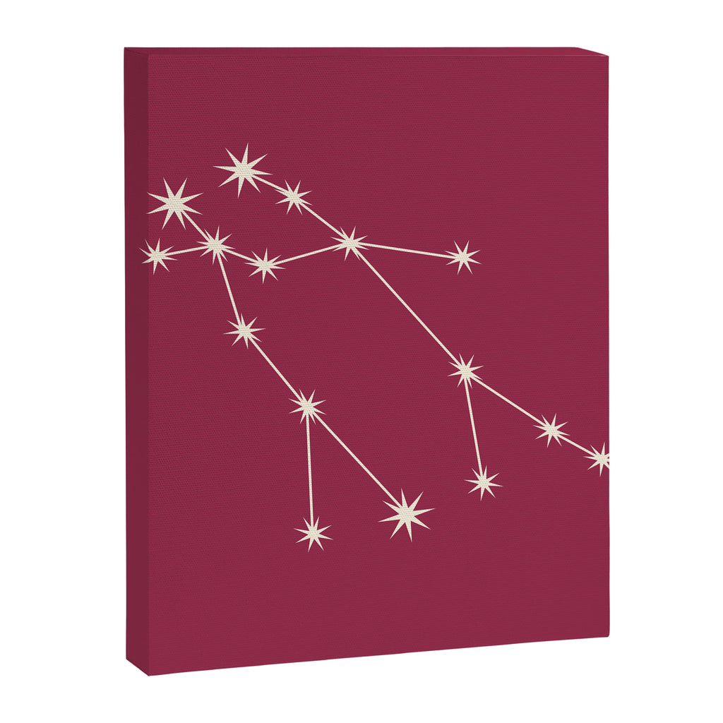 Gemini Zodiac Star Constellation Line Art Pink Canvas Print Gallery Image 8