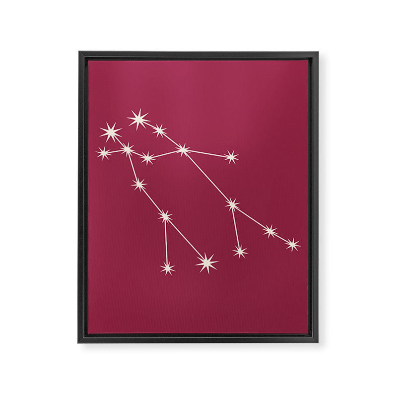 Gemini Zodiac Star Constellation Line Art Pink Framed Canvas Print Gallery Image 8