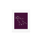 Gemini Zodiac Star Constellation Line Art Plum Purple Art Print Gallery Image 1