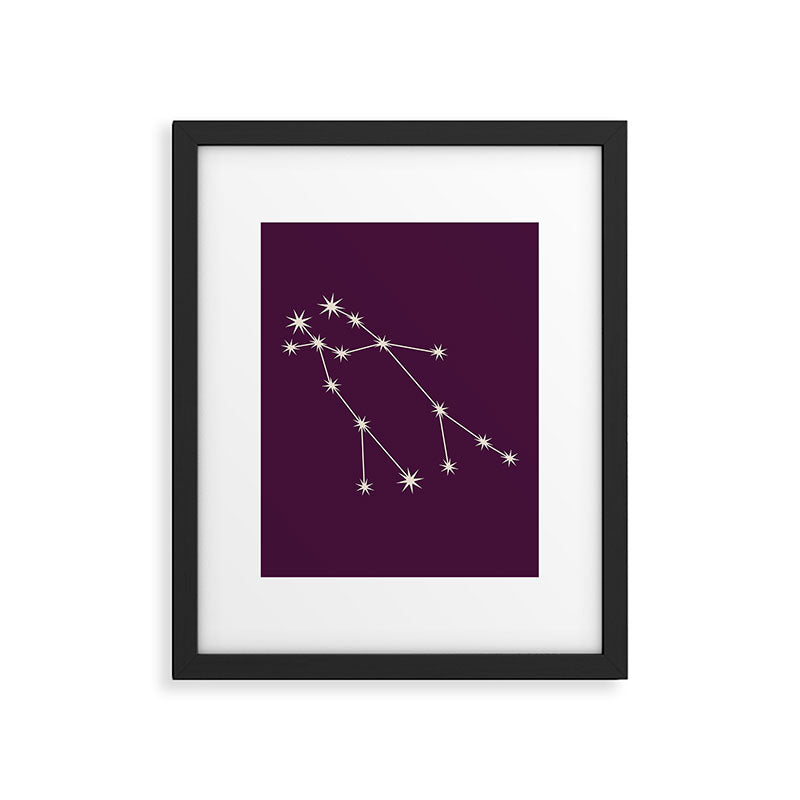 Gemini Zodiac Star Constellation Line Art Plum Purple Framed Art Print Gallery Image 6
