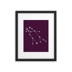 Gemini Zodiac Star Constellation Line Art Plum Purple Framed Art Print Gallery Image 6