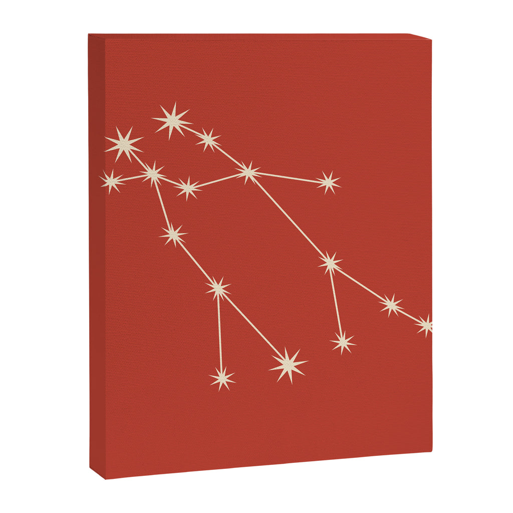 Gemini Zodiac Star Constellation Line Art Red Canvas Print Gallery Image 8
