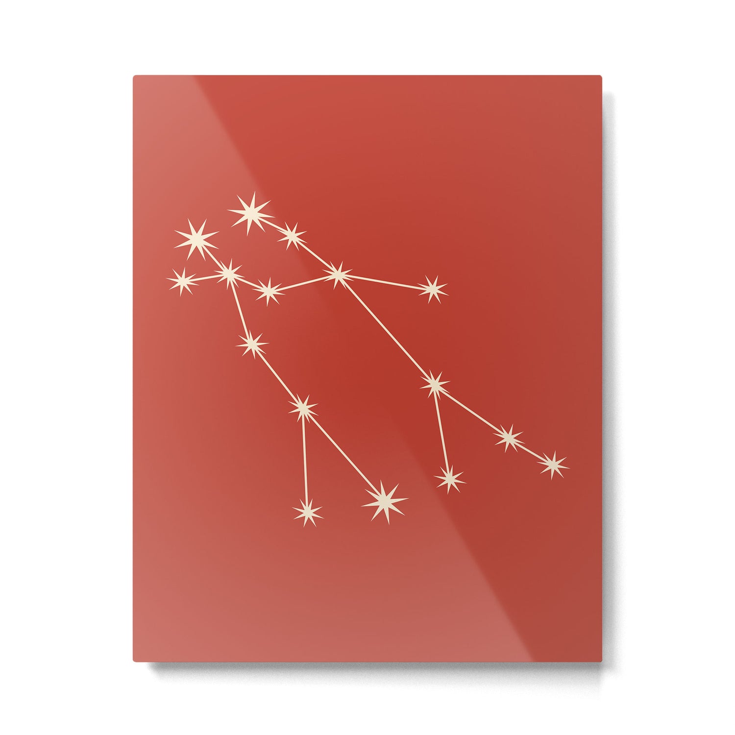 Gemini Zodiac Star Constellation Line Art Red Metal Print Gallery Image 6