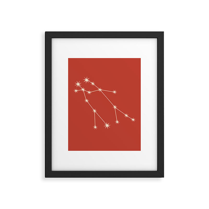 Gemini Zodiac Star Constellation Line Art Red Framed Art Print Gallery Image 6