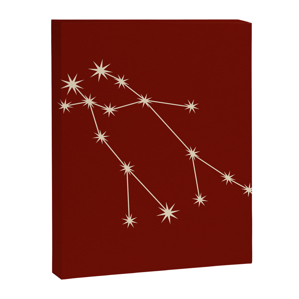 Gemini Zodiac Star Constellation Line Art Ruby Red Canvas Print Gallery Image 8
