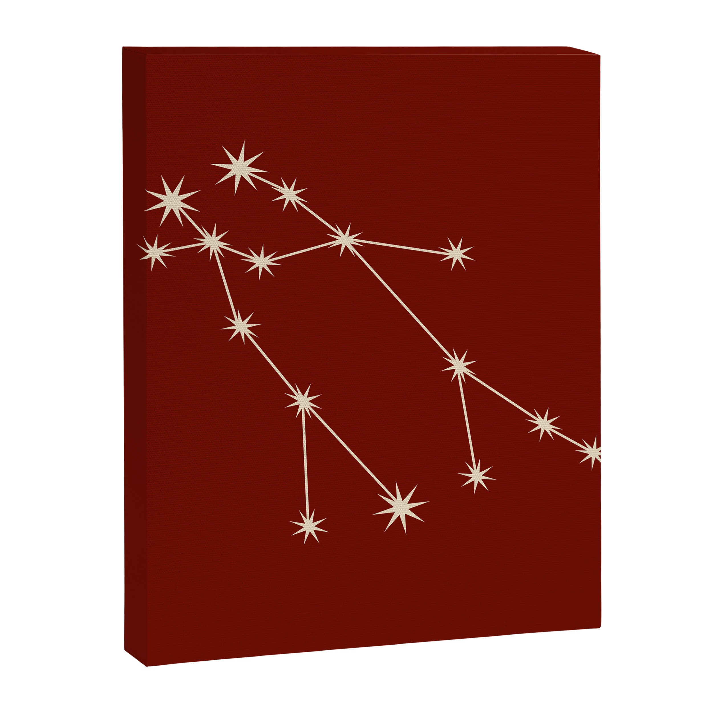 Gemini Zodiac Star Constellation Line Art Ruby Red Canvas Print Gallery Image 8