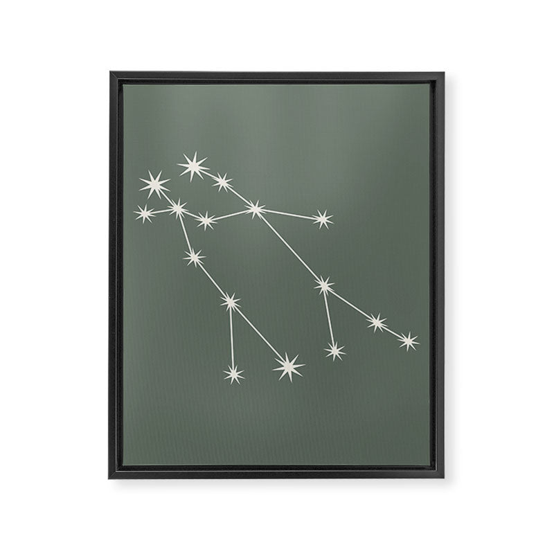 Gemini Zodiac Star Constellation Line Art Sage Framed Canvas Print Gallery Image 8