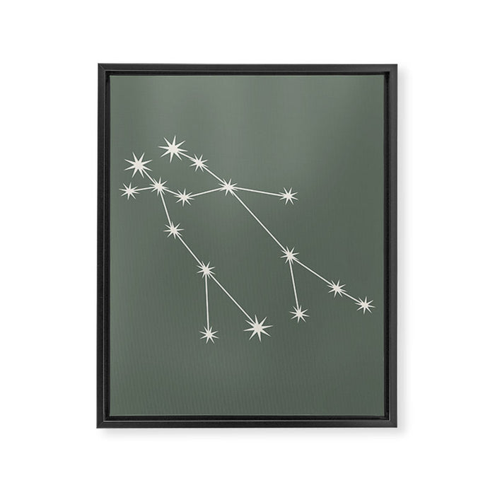 Gemini Zodiac Star Constellation Line Art Sage Framed Canvas Print Gallery Image 1
