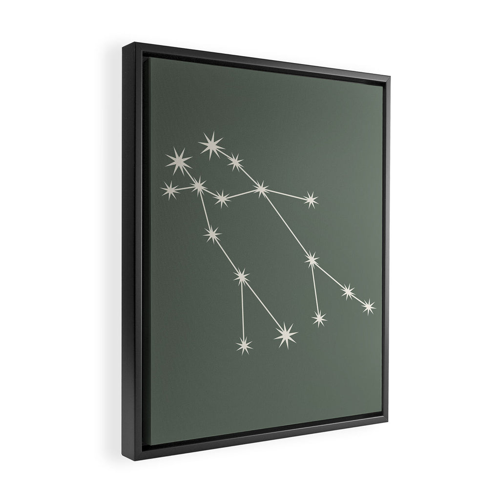 Gemini Zodiac Star Constellation Line Art Sage Framed Canvas Print Gallery Image 2
