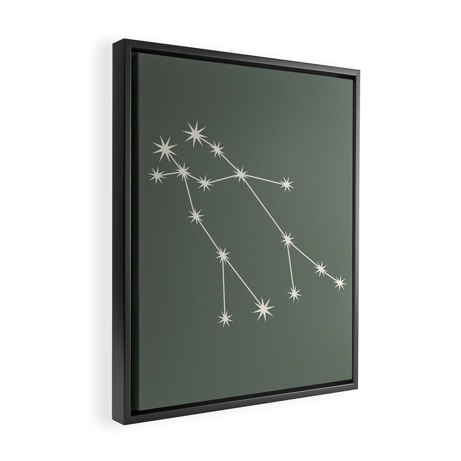 Gemini Zodiac Star Constellation Line Art Sage Framed Canvas Print Gallery Image 2