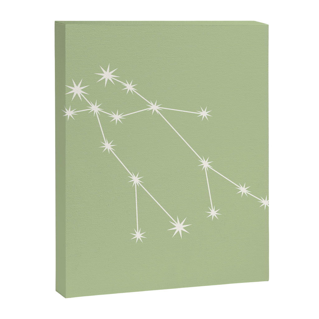Gemini Zodiac Star Constellation Line Art Soft Green Canvas Print Gallery Image 8