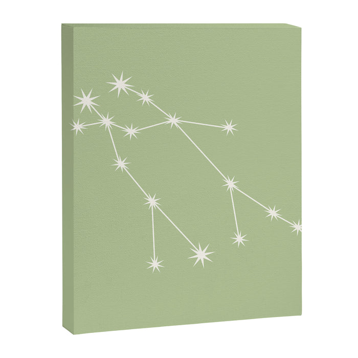 Gemini Zodiac Star Constellation Line Art Soft Green Canvas Print Gallery Image 1