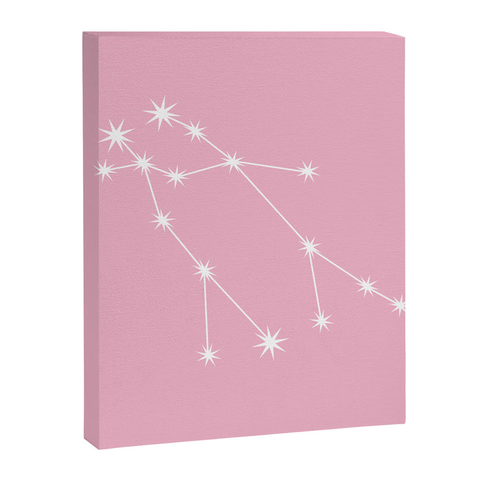 Gemini Zodiac Star Constellation Line Art Soft Pink Canvas Print Gallery Image 1