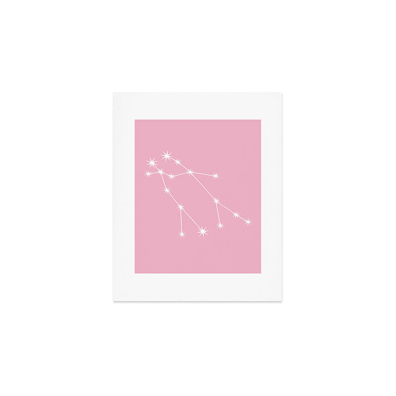 Gemini Zodiac Star Constellation Line Art Soft Pink Art Print Gallery Image 1