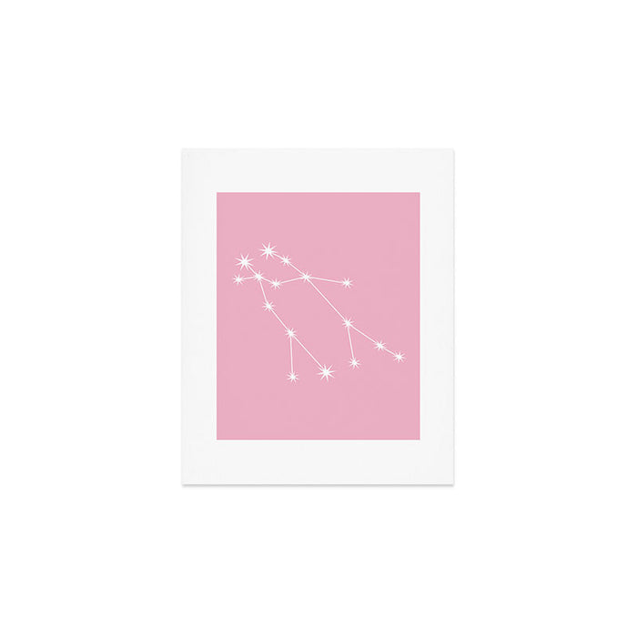 Gemini Zodiac Star Constellation Line Art Soft Pink Art Print Gallery Image 1