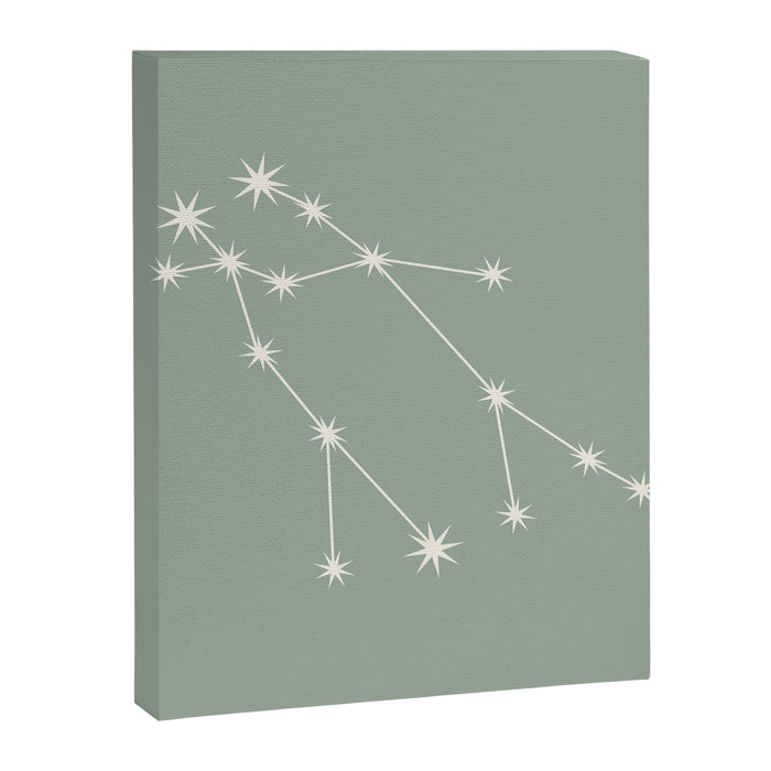 Gemini Zodiac Star Constellation Line Art Soft Sage Canvas Print Gallery Image 1